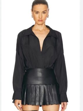 NWT MAGDA BUTRYM Black Button Down Shirt bell sleeves size 40 EU or 8-10/Med US